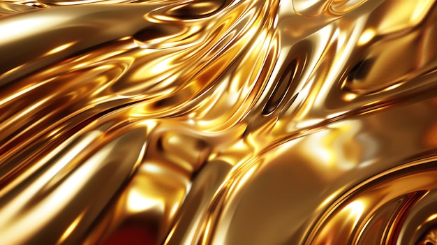 molten gold golden waves 3d rendering