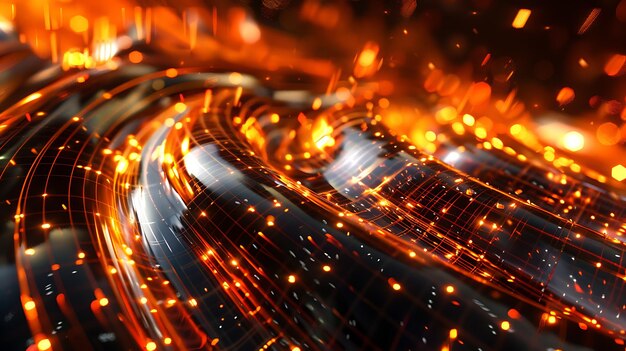 Molten metal flowing in a wave Abstract 3D rendering