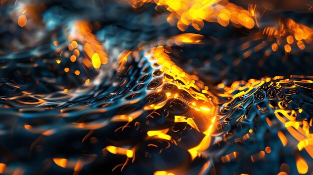 Molten metal or lava with bright glowing hot spots Molten metal flowing Glowing liquid metal