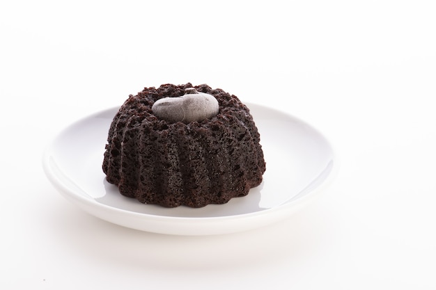 写真 溶けたベルベットチョコレートケーキ