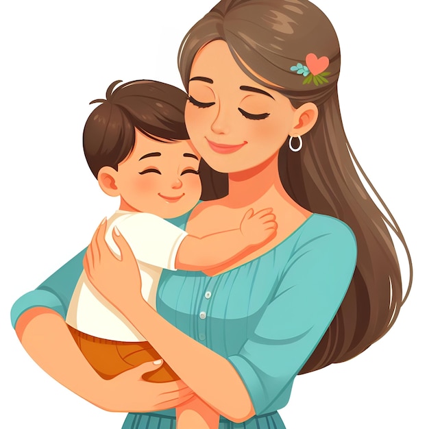 Mom and baby illustration Breastfeeding illustration mother feeding a baby with breast