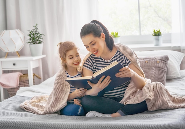 Mom and child reading a book