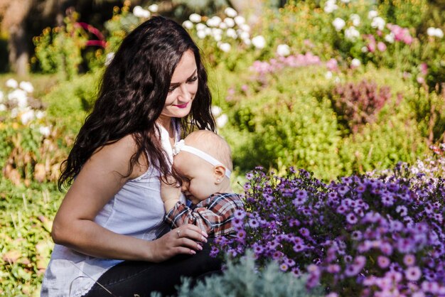 Mom and daughter in the park