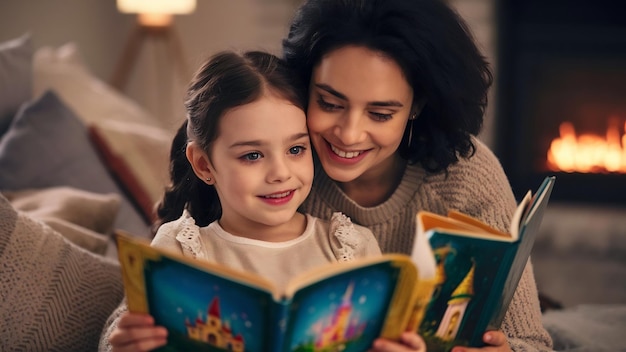 Mom and daughter reading some fairytales