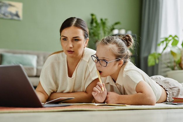 Mom and Daughter Studying