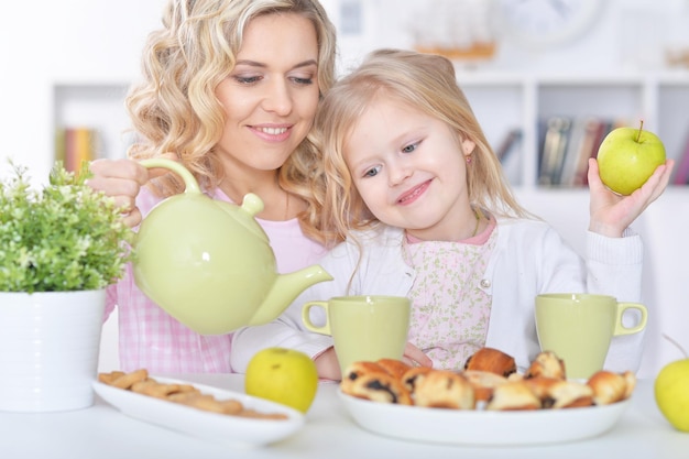 Mom and daughter at the table