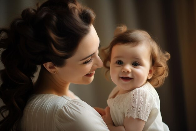 mom holding her baby and smiling for your baby