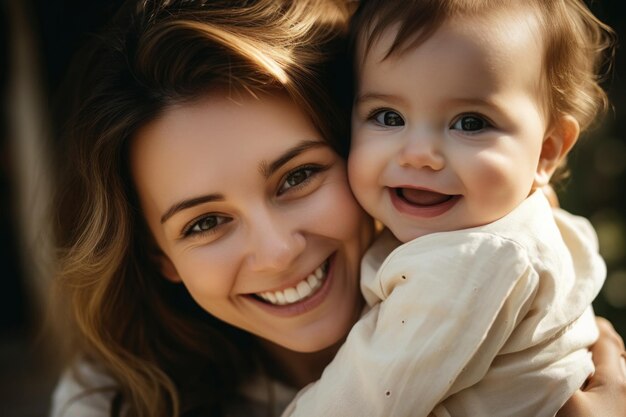 mom holding her baby and smiling for your baby