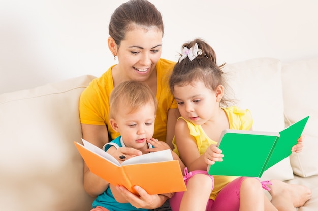 Mom reading a book for children
