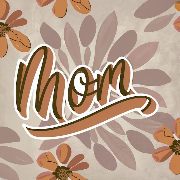 MOM text on a beautiful watercolor floral background