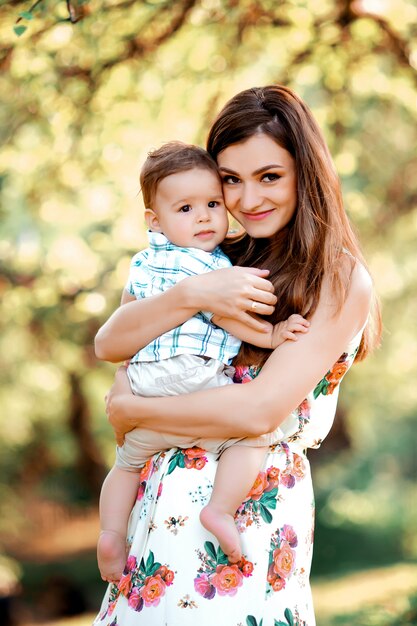 Mom with her son in the park