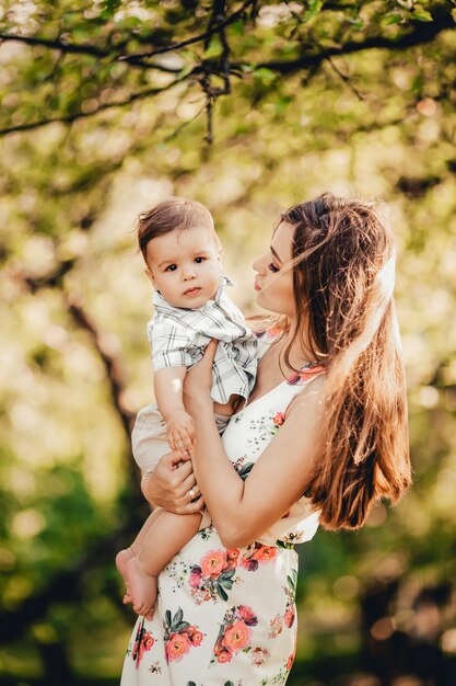 Mom with her son in the park