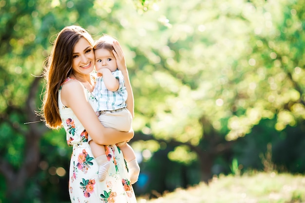 Mom with her son in the park