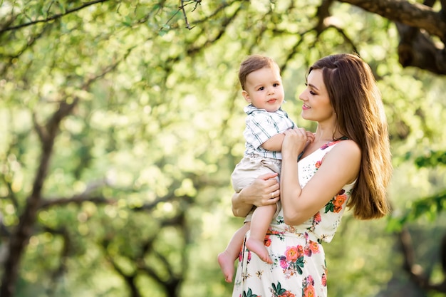 Mom with her son in the park