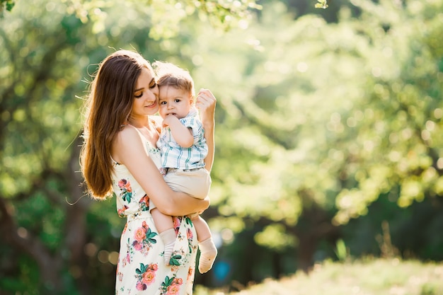 Mom with her son in the park