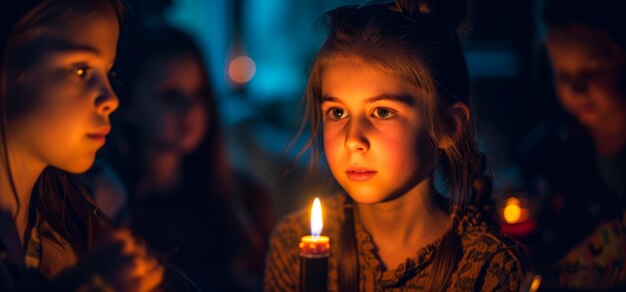 Foto il momento dell'accensione delle candele di pasqua che segna l'inizio della festa