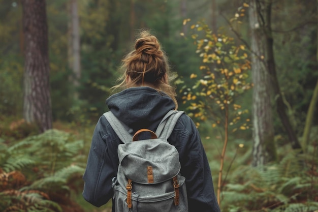 A moment of reflection for a lone traveler surrounded by the tranquility of a forest