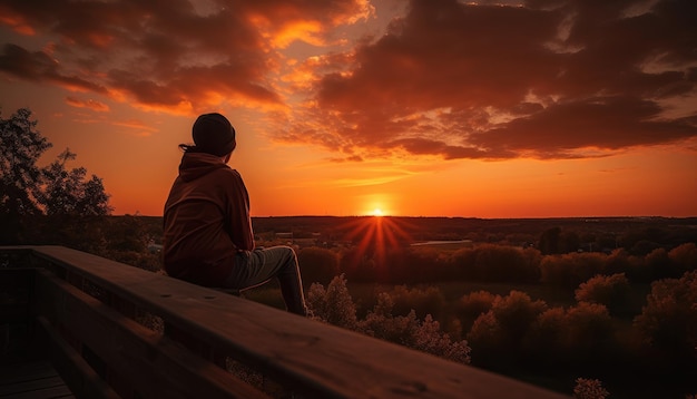 Moment of someone watching a beautiful summer sunset Generative AI