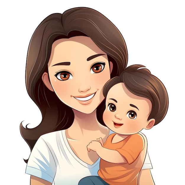 Photo mommy and baby cartoon vector clipart