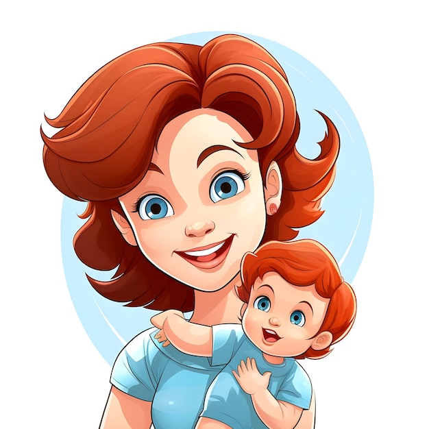 Photo mommy and baby cartoon vector clipart