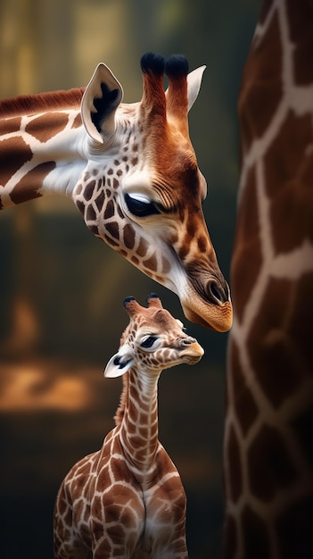 mommy and baby giraffe