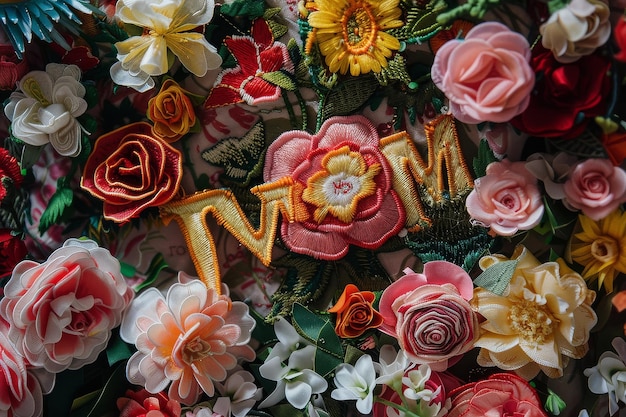 Photo moms bouquet of embroidered patches