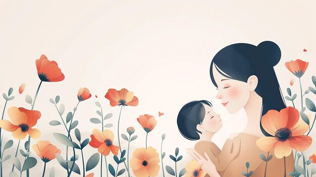 Moms Day Radiance Celebrating with Heartfelt Mothers Day Illustration Banners