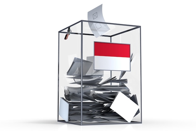 Урна для голосования в Монако с голосами и концепцией выборов национального флага 3D иллюстрация