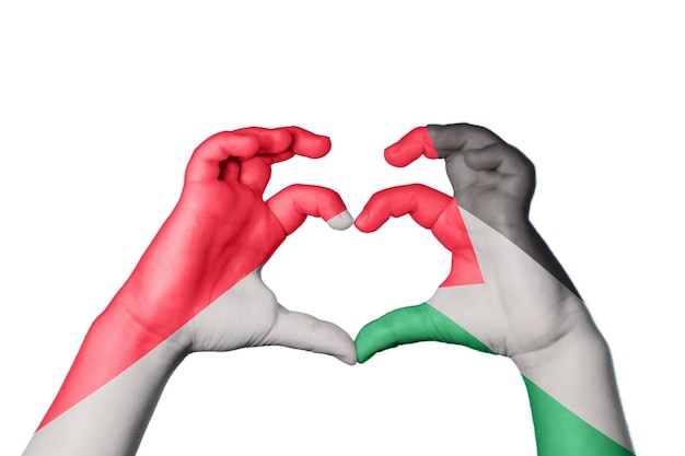 Monaco Palestine Heart Hand gesture making heart Clipping Path