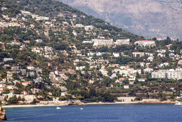 Monaco view of the mountain area of the principality from far away