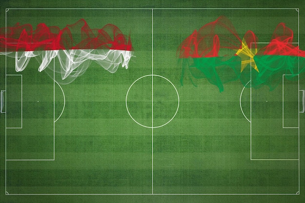 Monaco vs Burkina Faso voetbalwedstrijd nationale kleuren nationale vlaggen voetbalveld voetbalwedstrijd Competitie concept Kopieer ruimte