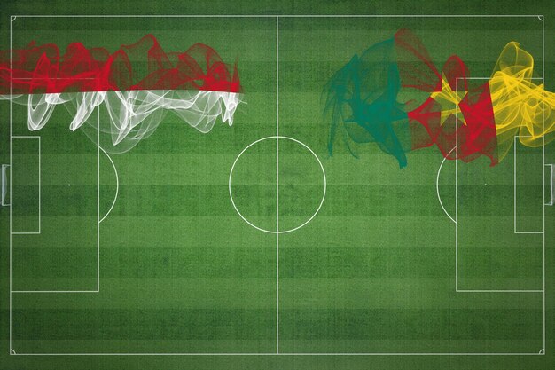 Monaco vs Kameroen voetbalwedstrijd nationale kleuren nationale vlaggen voetbalveld voetbalwedstrijd Competitie concept Kopieer ruimte