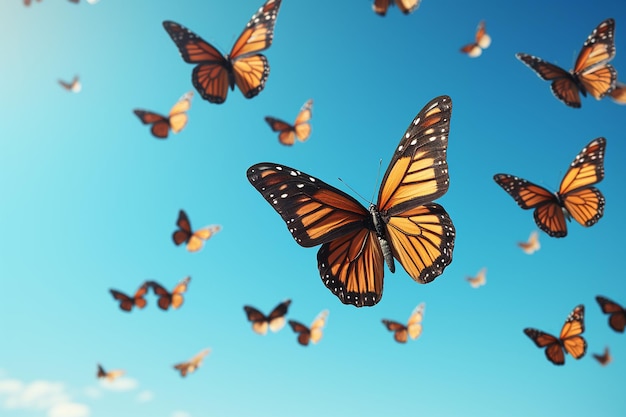 monarch butterflies flying