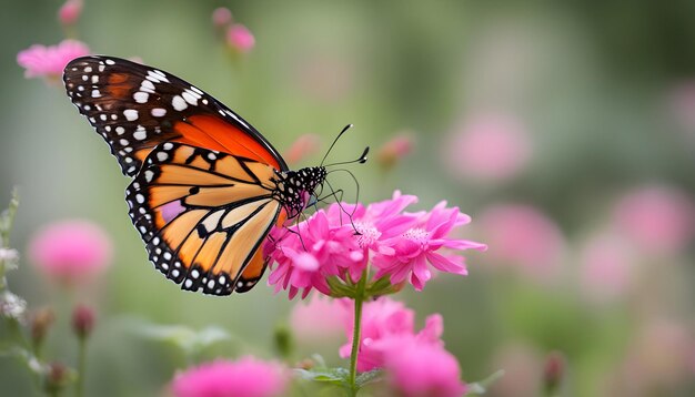 a monarch butterfly is on a pink flower