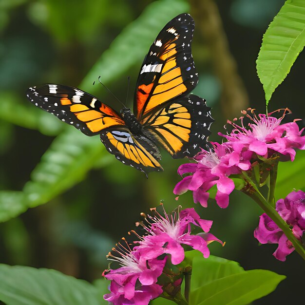 Photo a monarch butterfly is on a purple flower