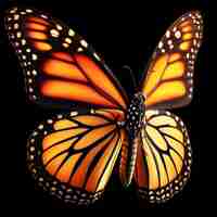 Photo monarch butterfly isolated on black background insects in nature ai generated