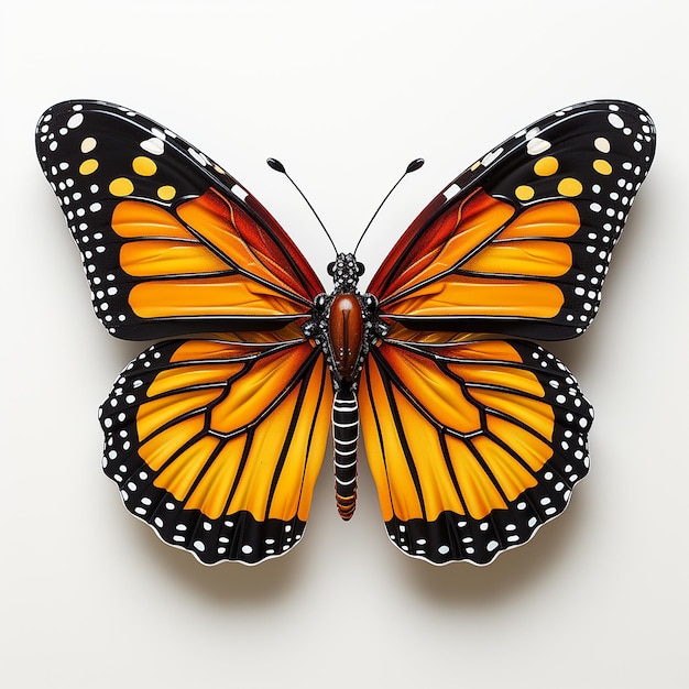 Foto farfalla monarca isolata su uno sfondo bianco