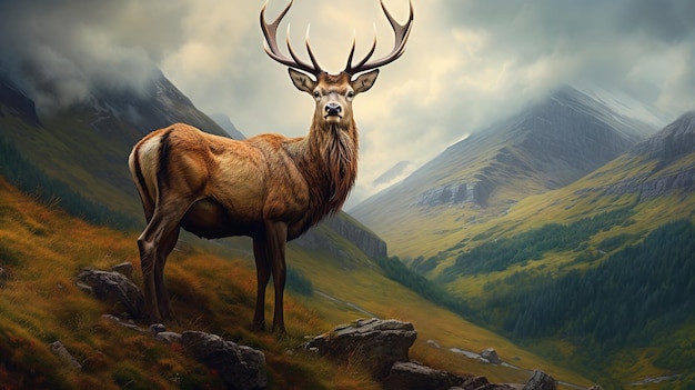 Monarch Of The Glen op de berg Generatieve AI