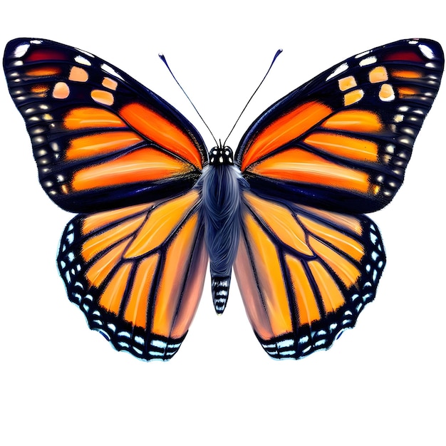 Monarch vlinder geïsoleerd op een witte achtergrond