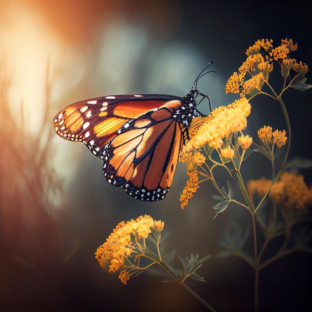 Monarchvlinder die bloemen bestuiven