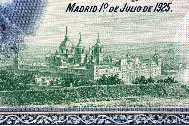 Monastery of El Escorial from old Spanish money  Peseta