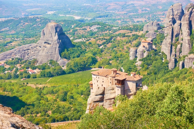 The Monastery of Rousanou on the cliff in Meteora, Kalabaka, Greece - Greek landscape