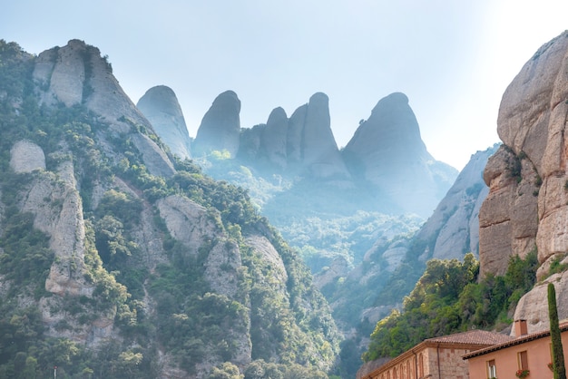 Monastery, Santa Maria de Montserrat is a Benedictine abbey located on the mountain near Barcelona, Catalonia, Spain