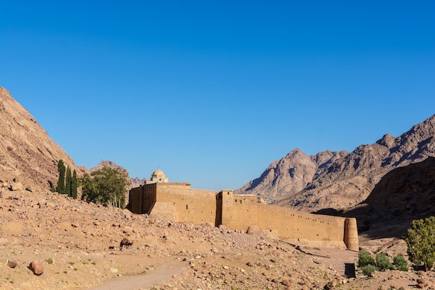 Monastery of St Catherine and mountains near of Moses mountain Sinai Egypt