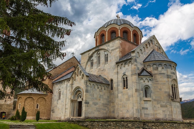 수도원 Studenica Serbia 수도원의 주요 매력비잔틴 양식의 프레스코화 Dati