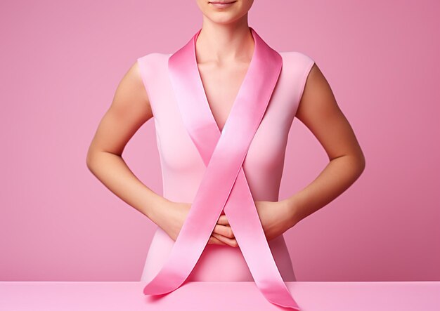 Mondiale Breast Cancer Awareness Month Vrouwen en roze linten