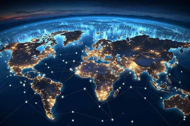 Mondiale zakenreisideeën verlicht op de wereldkaart