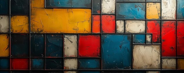 Photo mondrianinspired blocks primary colors artful background