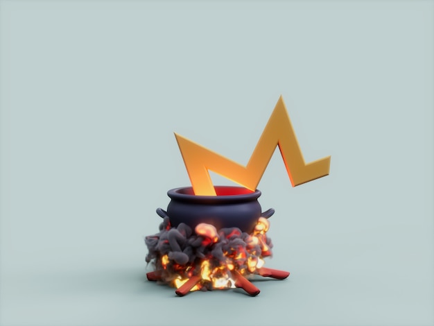 Monero Munt Ketel Vuur Cook Crypto Valuta 3D Illustratie Render