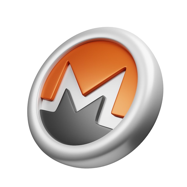 Monero or XMR Silver coin 3d rendering tilted left view cryptocurrency illustration cartoon style